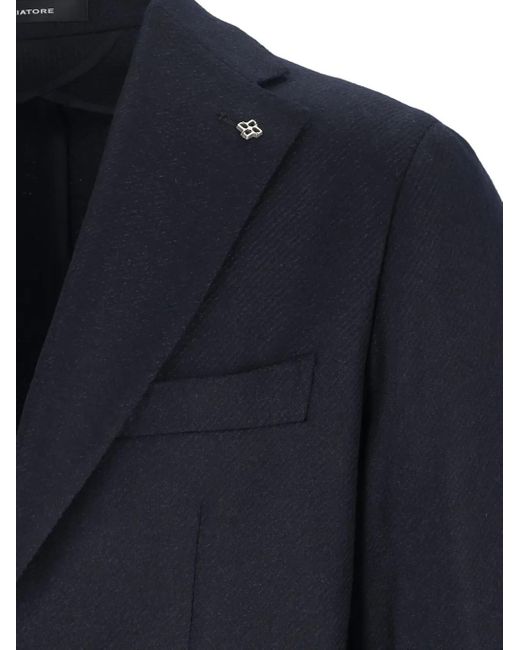 Tagliatore Blue Buttoned Virgin-Wool Blazer for men
