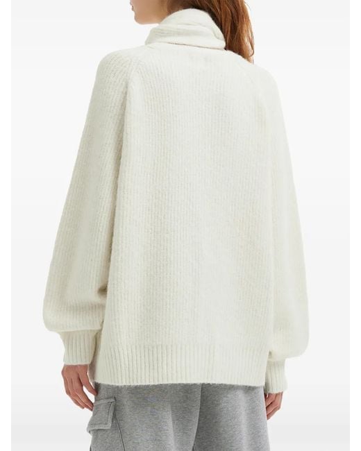 B+ AB White Button Roll-Neck Sweater