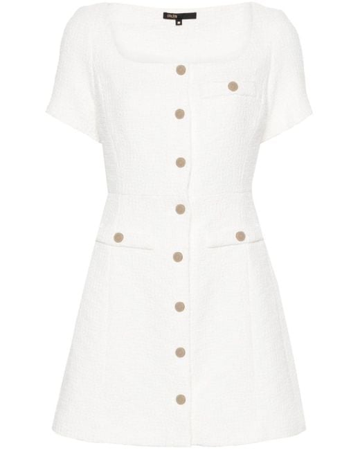 Maje White Tweed Mini Dress