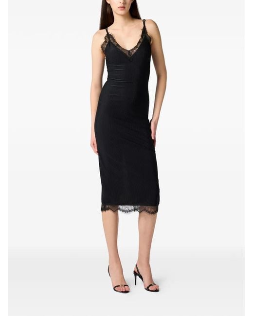 Philipp Plein Black Midi Lace Dress