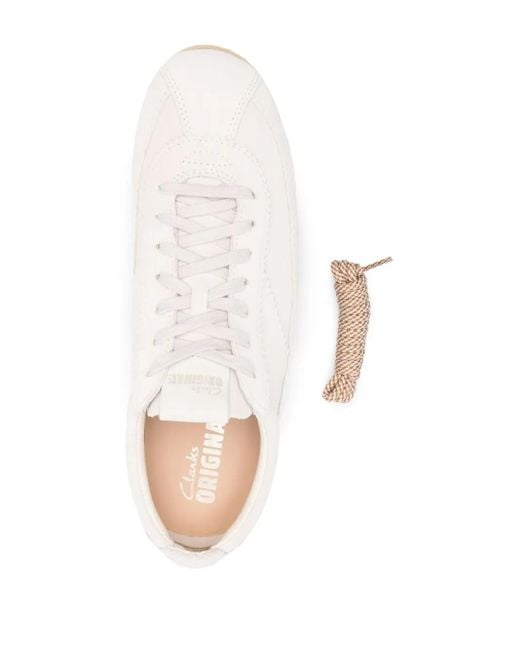 Clarks White Wallabee Suede Sneakers for men