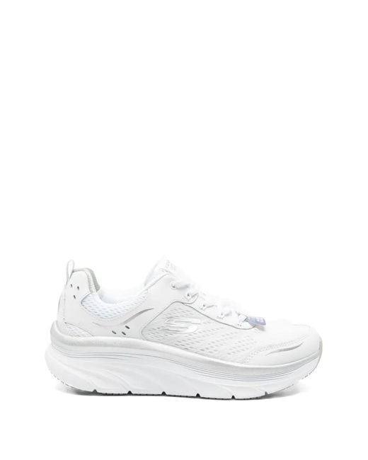 Skechers White D'Lux Wlker Infinite Motion Lace-Up Sneakers