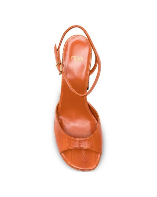Fendi Orange Sandales Arco À Plateforme