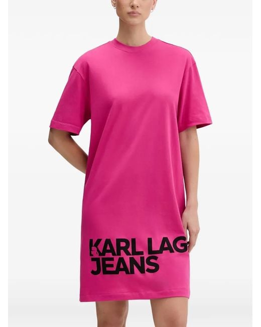 Karl Lagerfeld Pink Short-Sleeves Mini Dress