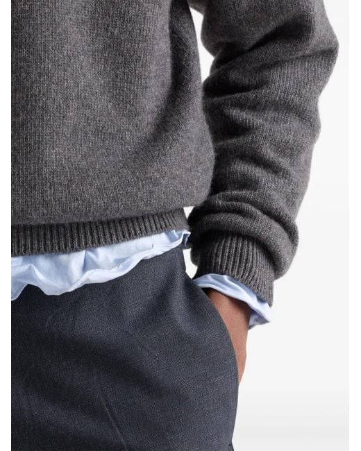 Prada Pullover Mit Logo-Patch in Gray für Herren