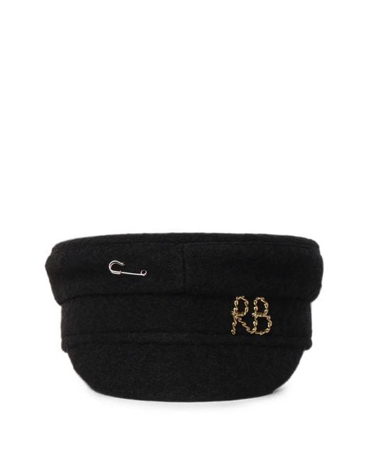 Ruslan Baginskiy Black Logo-Plaque Safety-Pin Baker Boy Hat