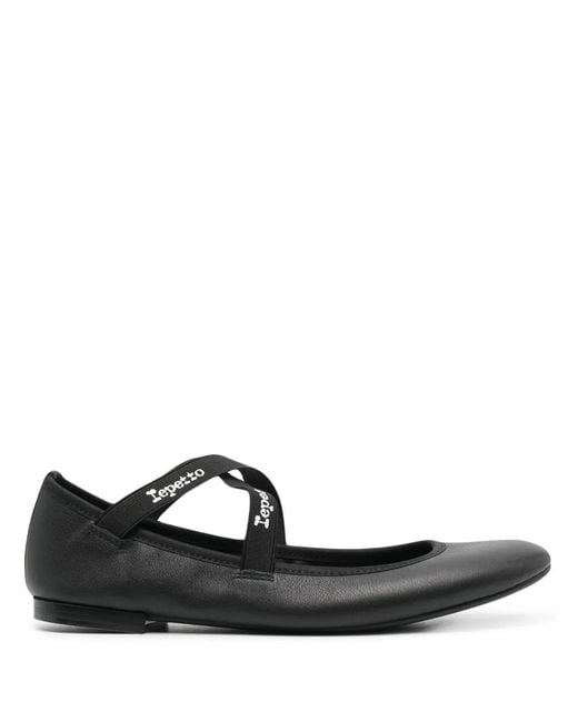Repetto Black Joana Mary Leather Ballerina Shoes