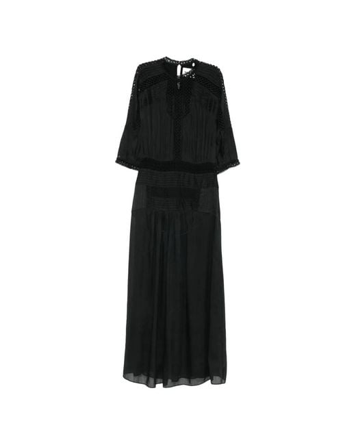 Isabel Marant Black Crochet-Detail Maxi Dress