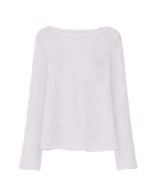 Rier White Raw-Edge Bias-Cut Top