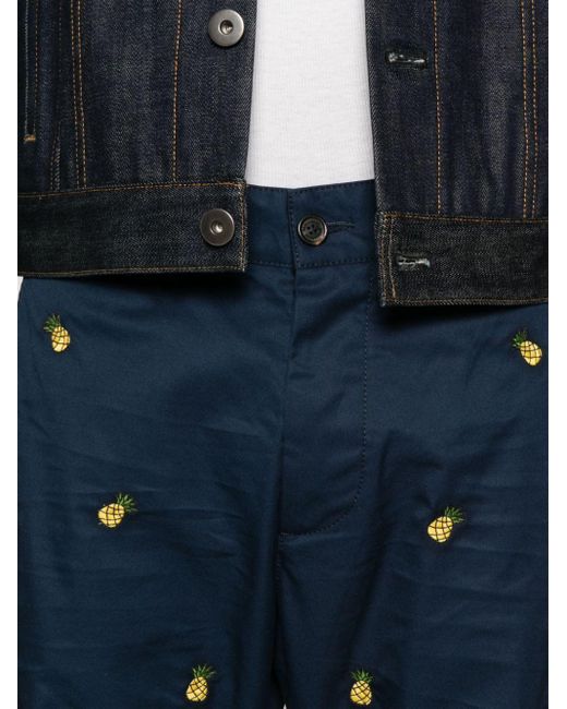 DSquared² Blue Pineapple-embroidered Tapered Trousers for men