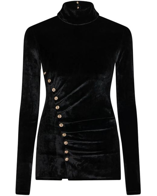Rabanne Black Draped Velvet Top