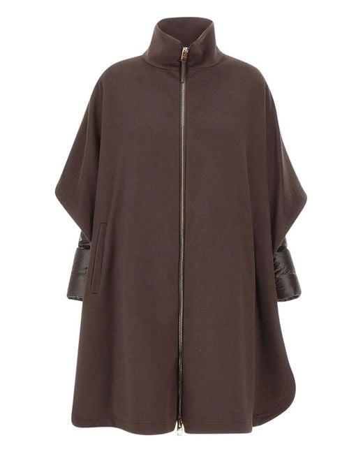 Herno Brown Logo-Patch Coat