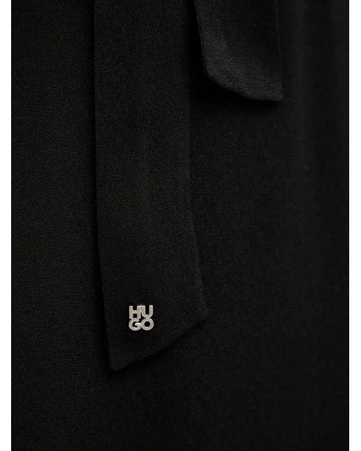 HUGO Black Minikleid in A-Linie mit Schleifenkragen