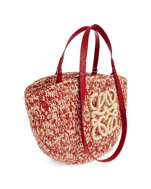 Loewe Pink Eclipse Anagram Raffia Tote Bag