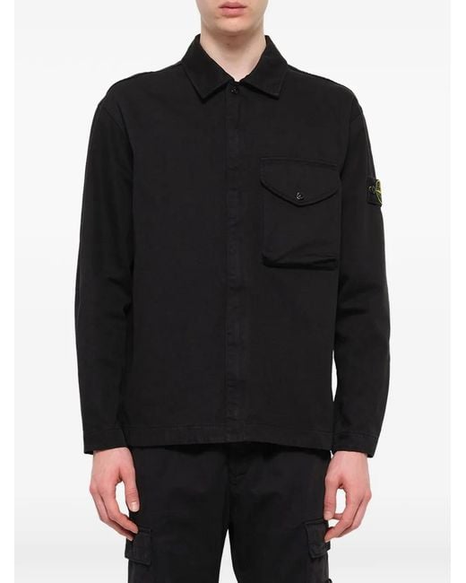 Stone Island Black 1200001 Dense Cotton Twill Shirt for men