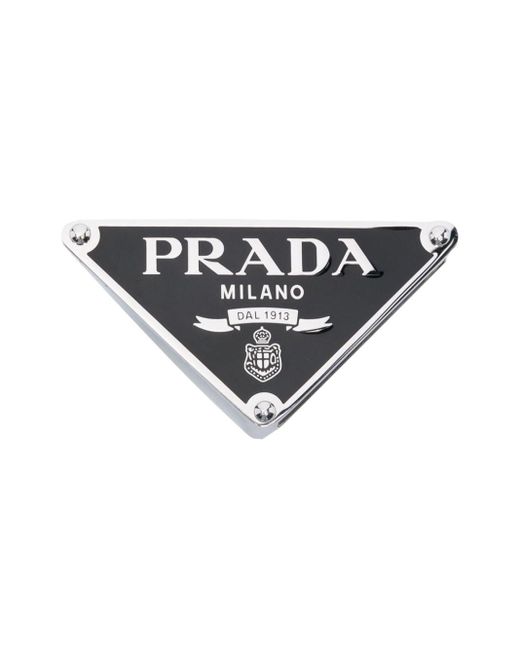 Prada Triangle Logo Belt Buckle In Black For Men Lyst Uk