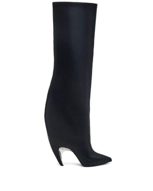 Alexander McQueen Black 95mm Armadillo Thigh-high Leather Boots