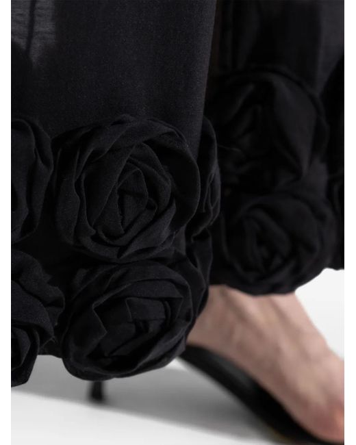 Oseree Blue Floral-Appliqué Trousers
