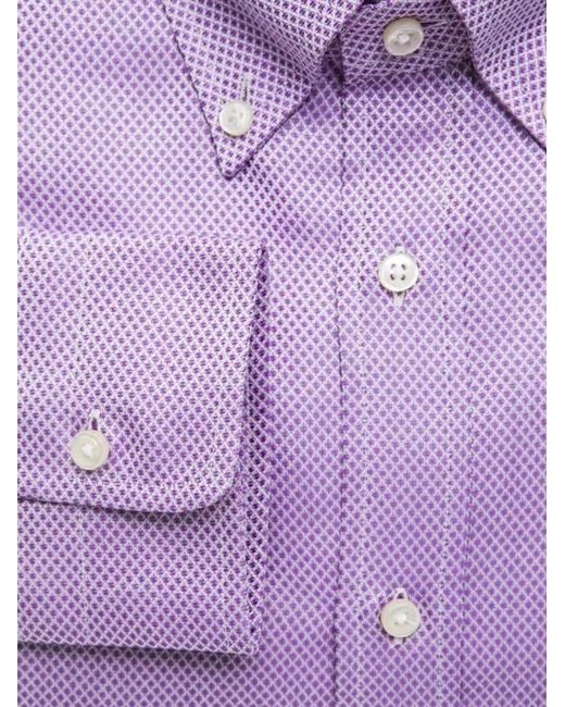 Robert Friedman Purple Dotted Button-Down Shirt for men