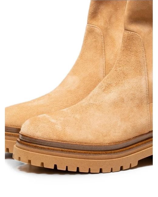 Poche Paris Natural Suede Chunky Ankle Boots