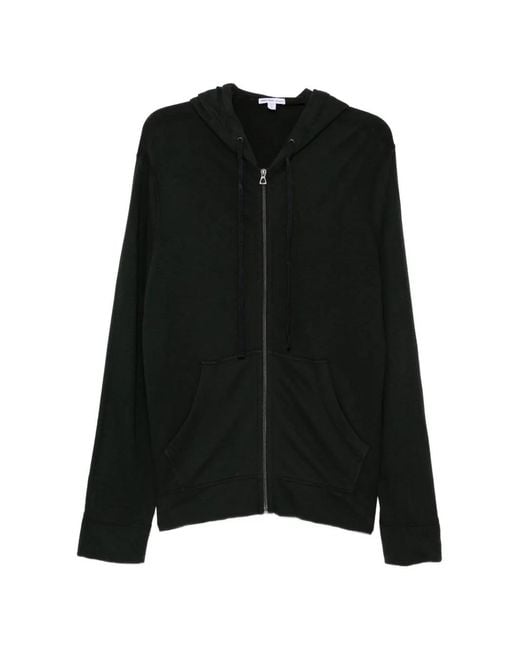 James Perse Black French Terry Zip-Up Hoodie for men