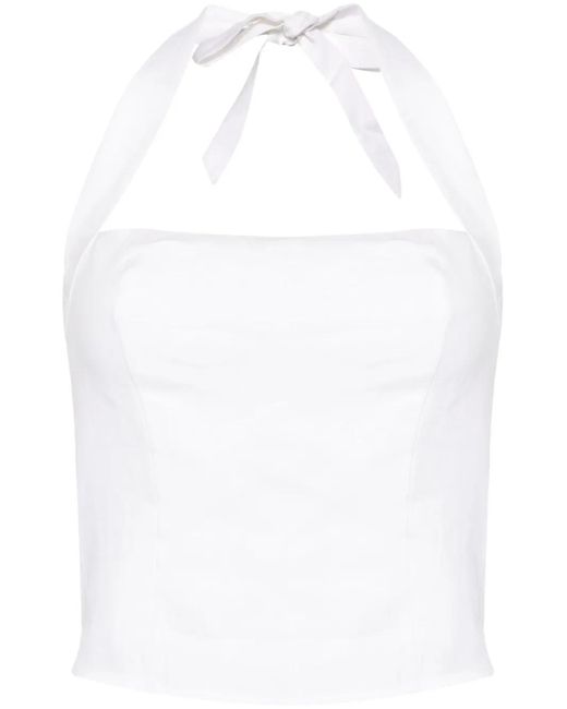 Reformation White Malika Linen Top