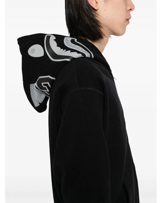 A Bathing Ape Black One-Point Ape-Head Shark Full-Zip Hoodie for men