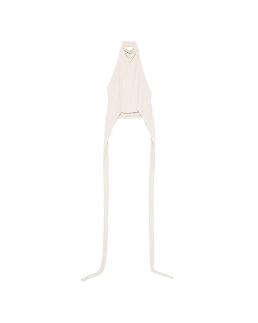 Francesco Murano White Halterneck Draped-Detail Top