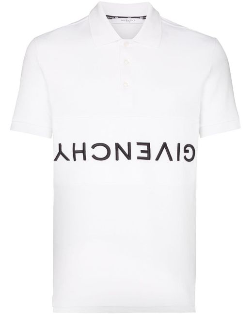 Givenchy White Upside-down Logo Polo Shirt for men