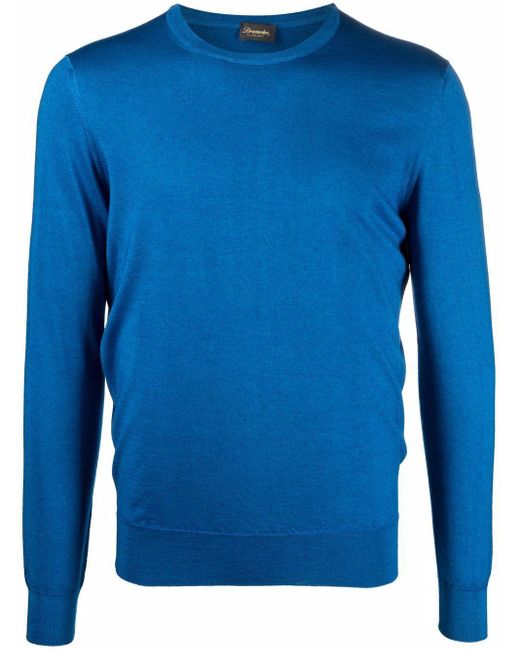 Drumohr カシミヤ クルーネック セーター カラー ブルー メンズ Lyst