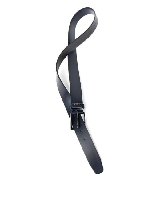 Boss Black Square-Buckle Leather Belt for men