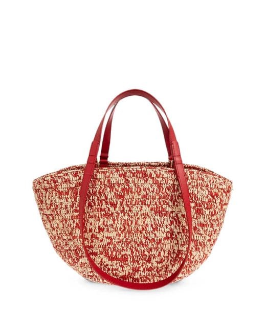 Loewe Pink Eclipse Anagram Raffia Tote Bag
