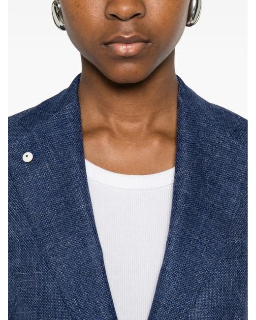 L.b.m. 1911 Blue Marl-Effect Patch-Pocket Blazer