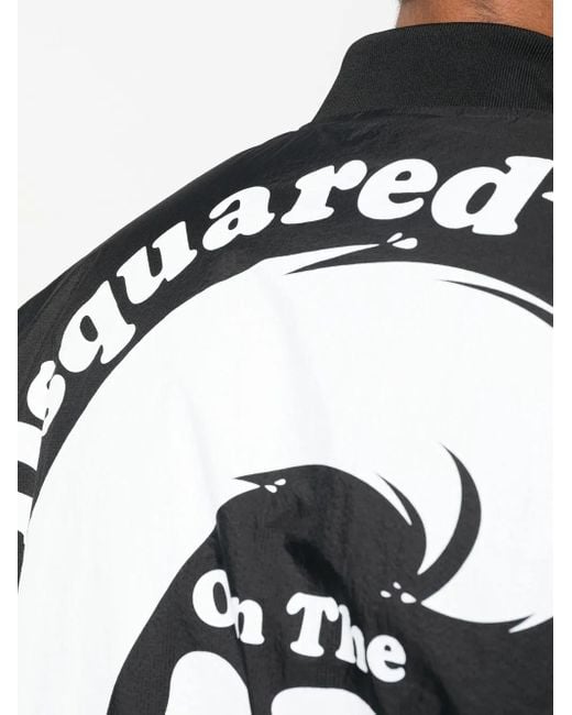 DSquared² Black Logo-Print Bomber Jacket for men