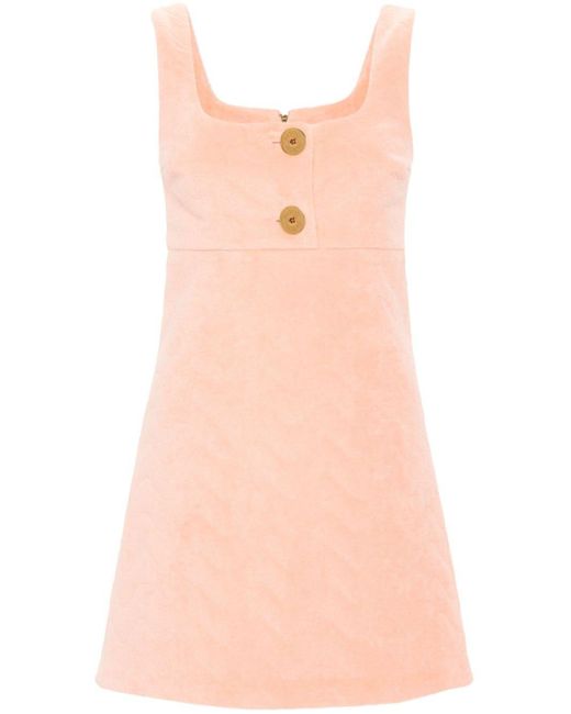 Patou Pink Terry-cloth Quilted Mini Dress