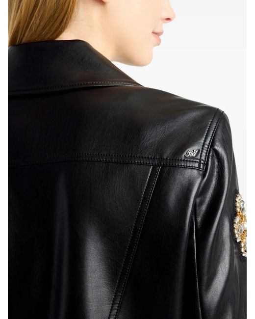 Cinq À Sept Black Genevieve Baroque Patches Moto Jacket