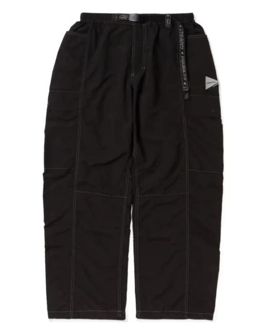 And Wander Black Belted Panelled Trousers for men