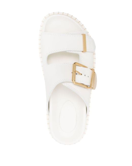 Chloé White Rebecca Leather Slides