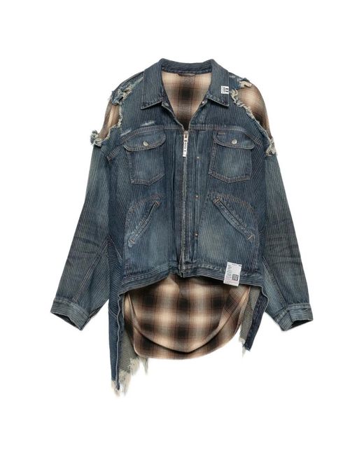 Maison Mihara Yasuhiro Blue Check Shirt Layered Jacket for men