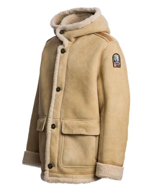 Parajumpers Natural Hooded Suede Sheepskin Jacket for men