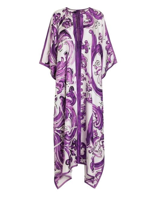 Dolce & Gabbana レディース パープル マジョリカプリント ドレスの