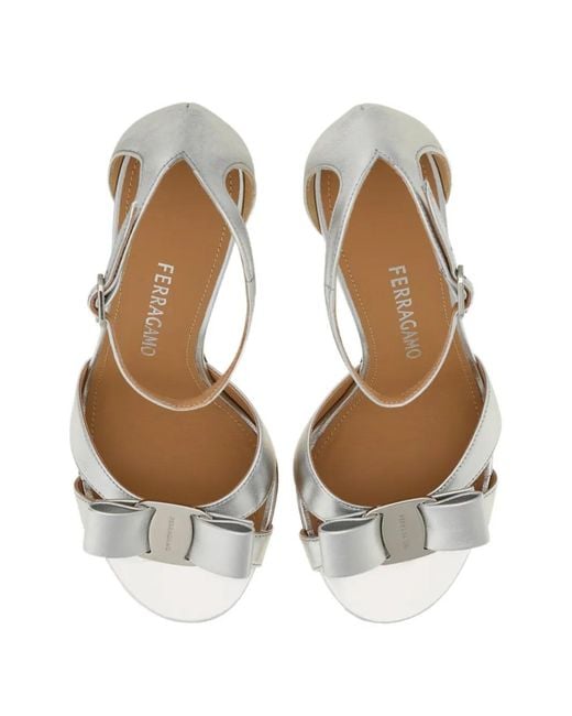 Ferragamo White Vara Bow Sandals