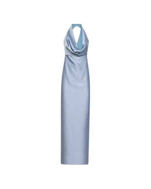 Blanca Vita Blue Robe Mi-Longue À Dos Nu