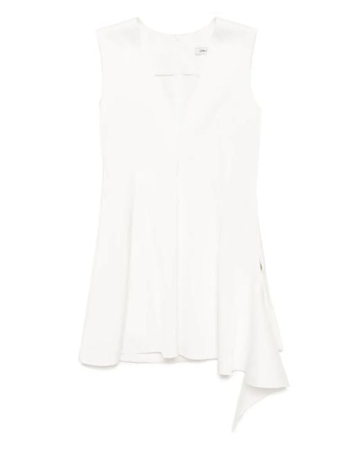 Goen.J White Draped V-Neck Sleeveless Top