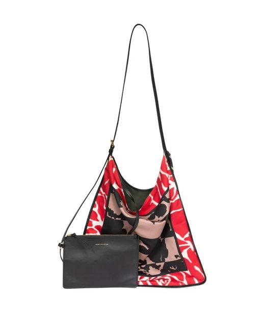 Dries Van Noten Red Large Shoulder Bag With Graphic Print