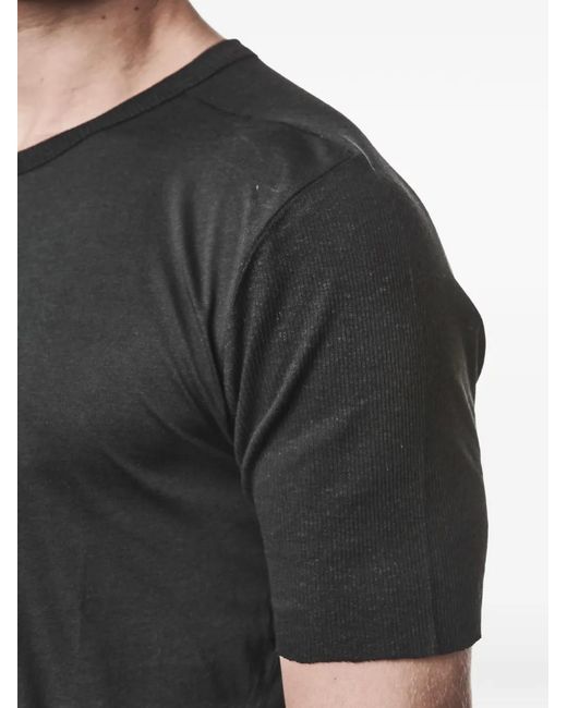Thom Krom Black Ribbed-Panel T-Shirt for men