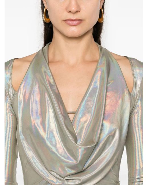MITILIANE COUTURE Gray Midikleid Mit Holografischem Effekt
