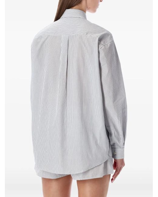 Sporty & Rich Gray Yankees Serif Striped Shirt