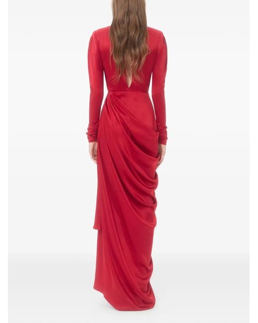 Valentino Garavani Red Crepe Satin Gown