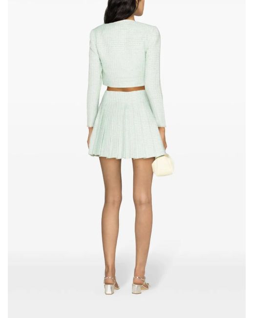 Self-Portrait Green Mint Boucle Pleated Mini Skirt Clothing
